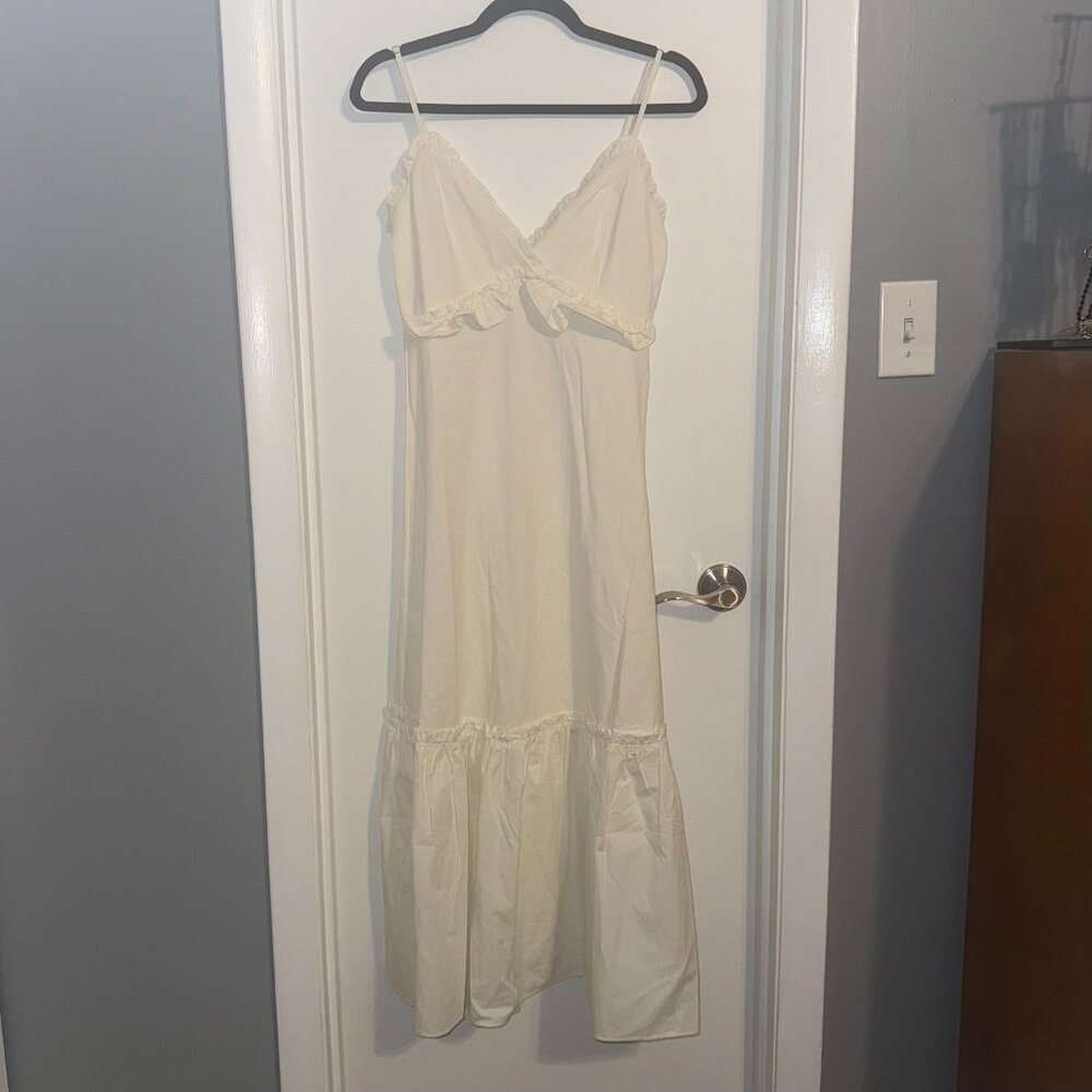 TOPSHOP Ivory Strappy Frill Midi Dress Size Small - NWT
